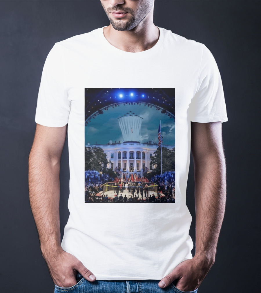 White House MMA Octagon Event Flyover American Flag Patriotic Display T-Shirt