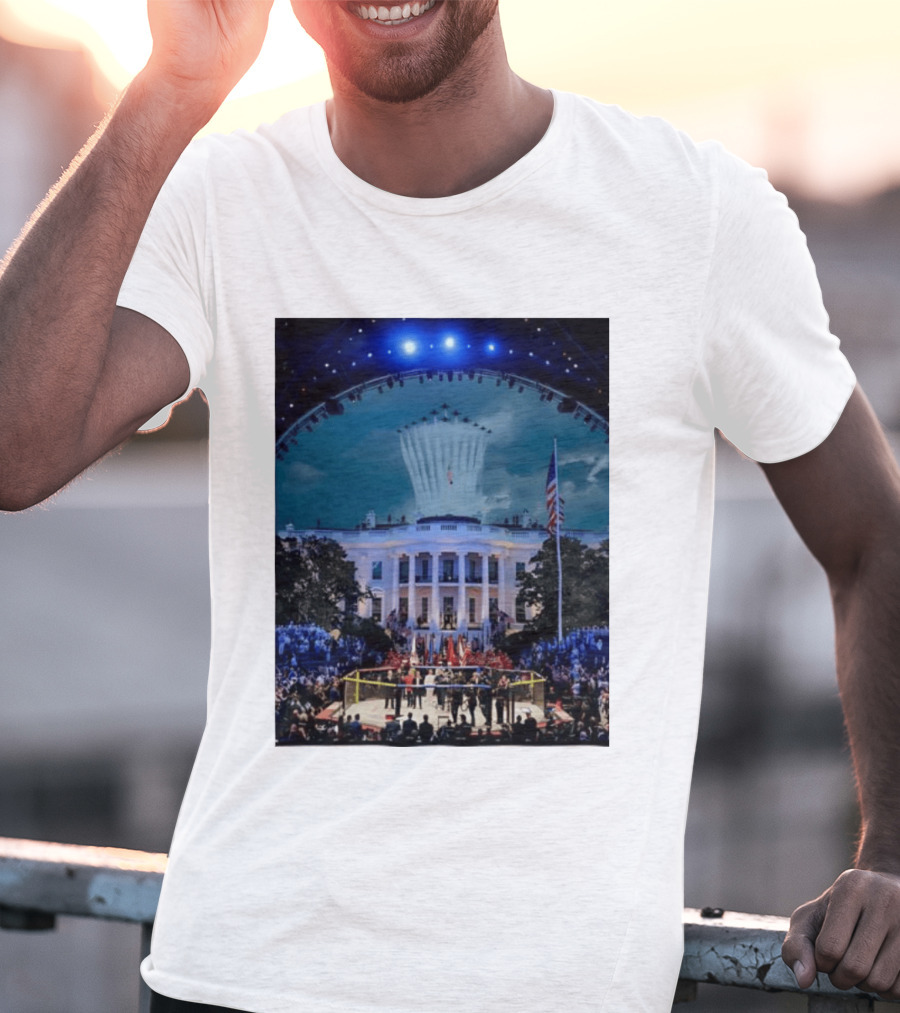 White House MMA Octagon Event Flyover American Flag Patriotic Display T-Shirt