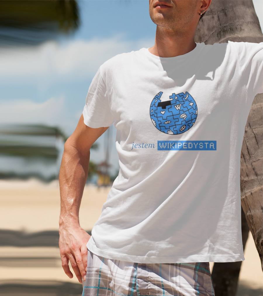 Jestem Wikipedysta Puzzle Globe Icon Eyes And Clouds T-Shirt