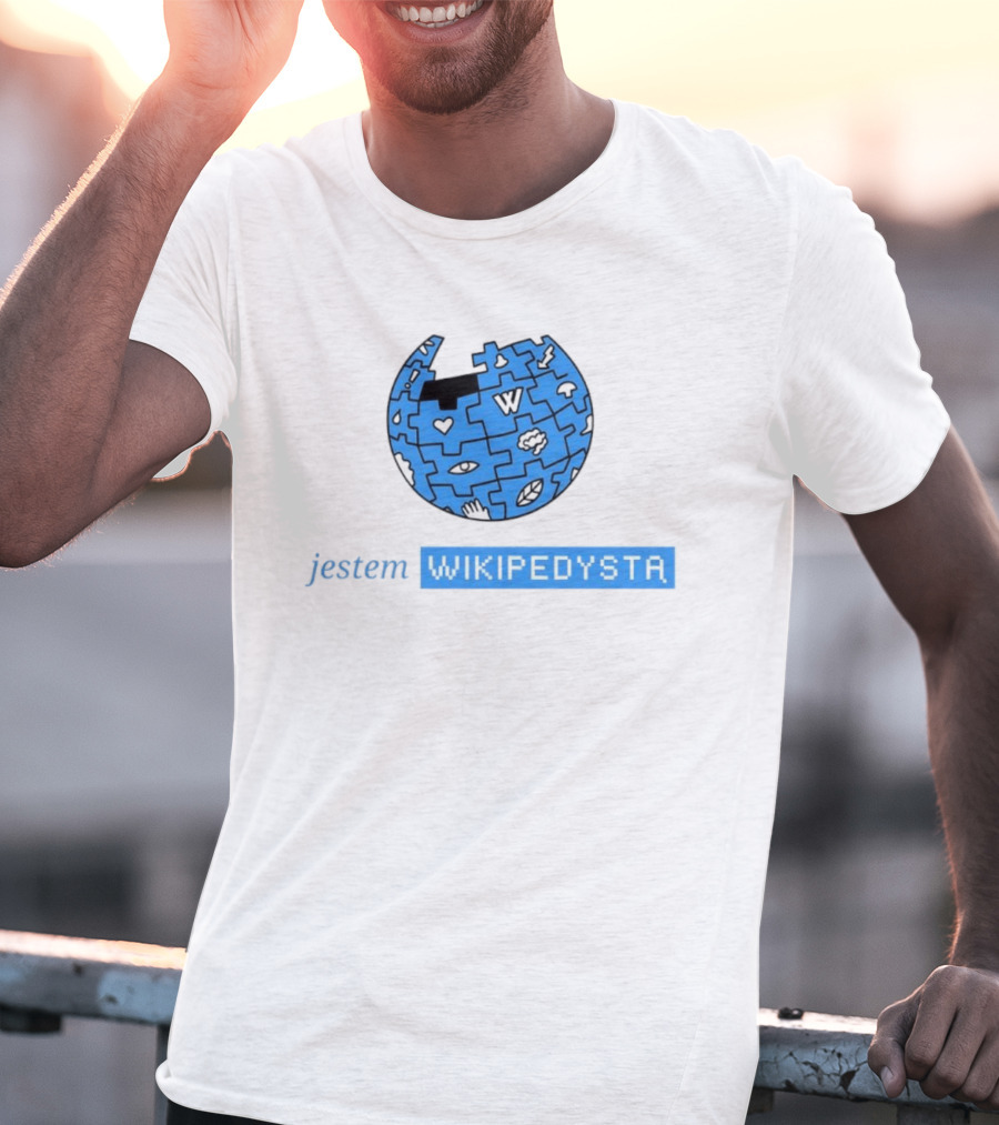 Jestem Wikipedysta Puzzle Globe Icon Eyes And Clouds T-Shirt