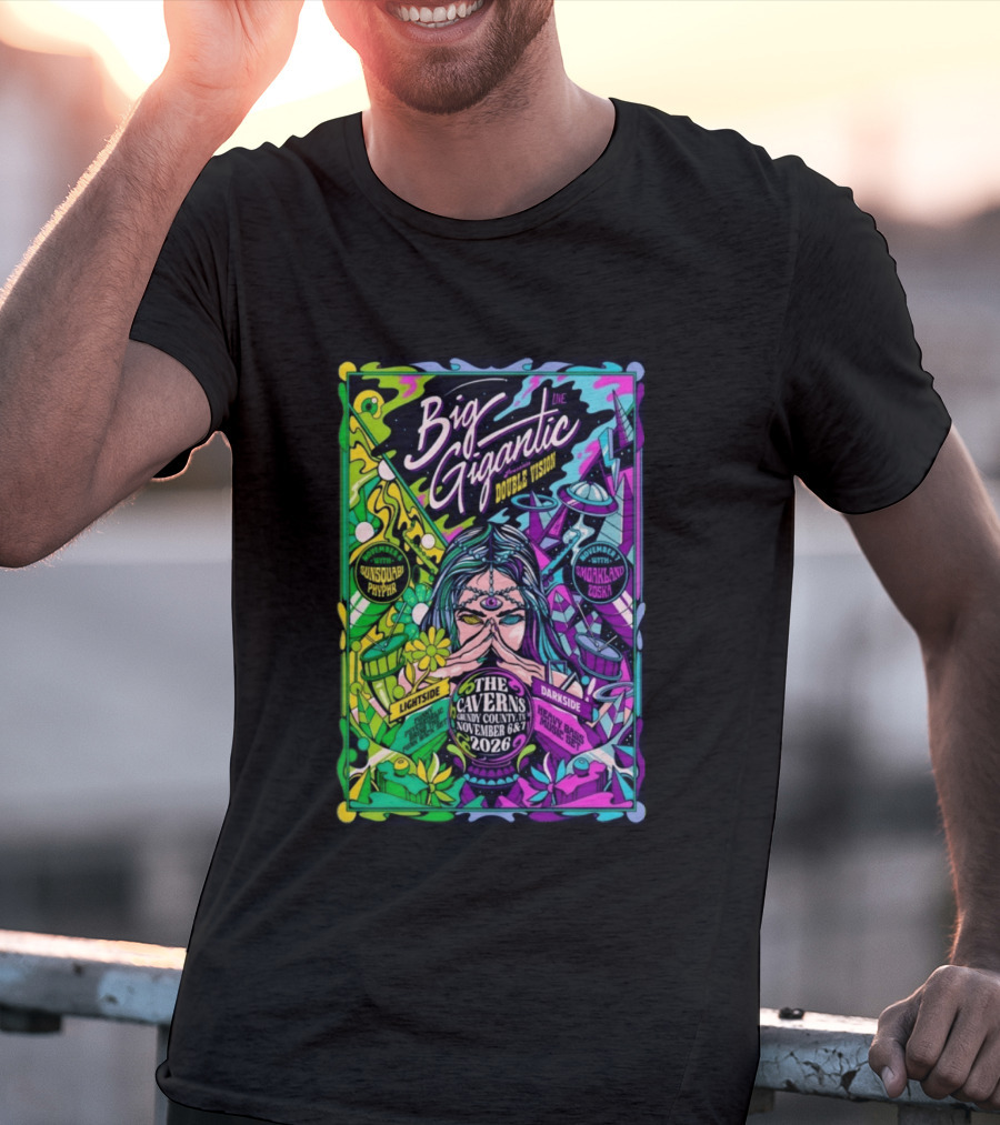 Big Gigantic Double Vision Live Nov 6 7 2026 The Caverns Pelham TN Sunsquabi Phyphr Smokeland Zoska T-Shirt
