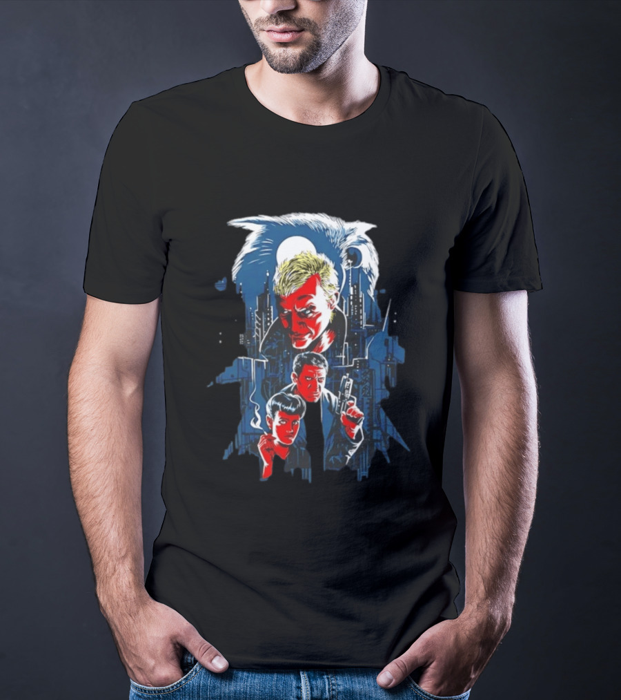 Blade Runner Tannhauser Gate Scene With Characters And Cityscape T-Shirt