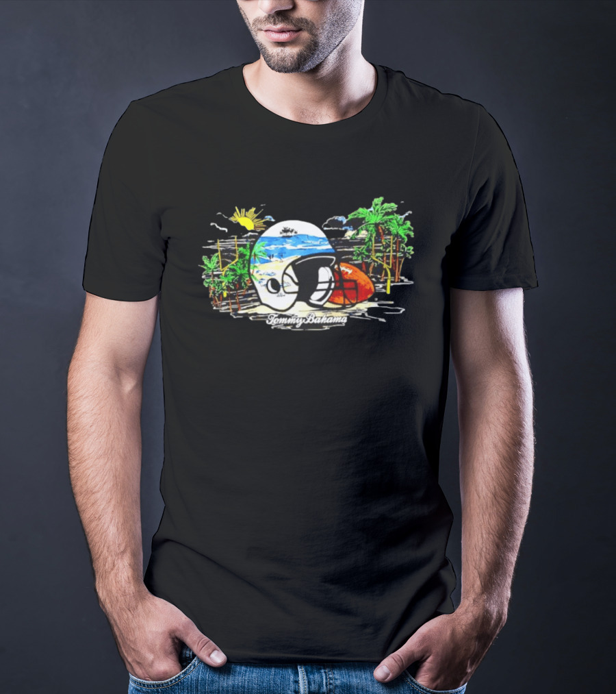 Chicago Bears Tommy Bahama Oasis Endzone Tropical Helmet Football Scene T-Shirt