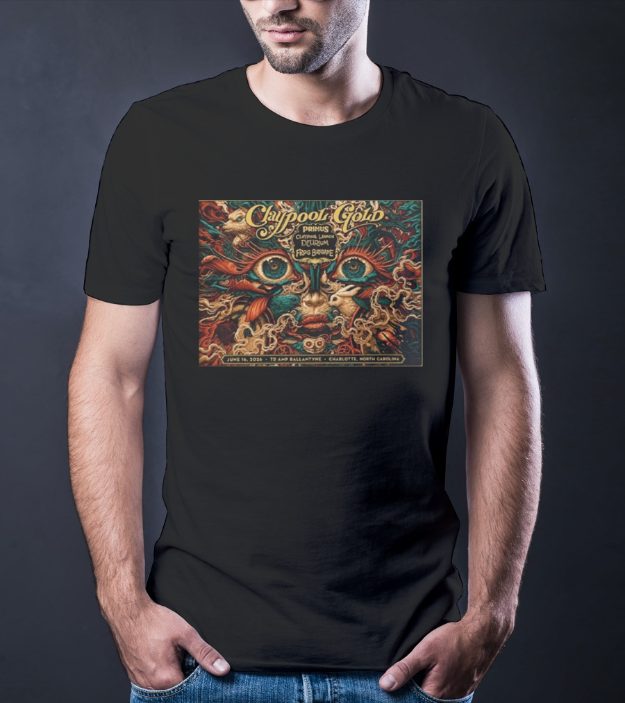 Claypool Gold Primus Claypool Lennon Delirium Frog Brigade Charlotte TD AMP Ballantyne June 16 2026 Event T-Shirt