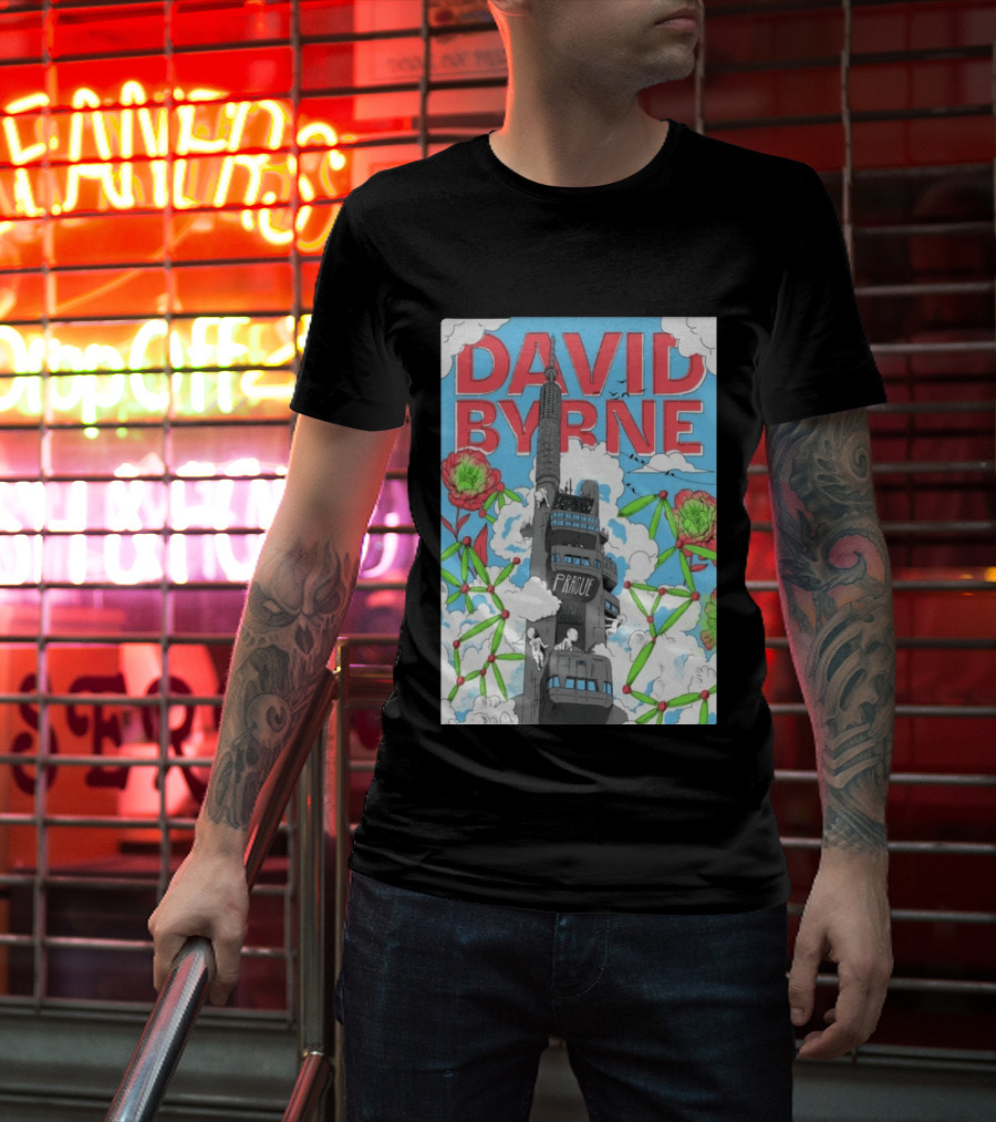 David Byrne Prague June 17 2026 Tour Psychedelic Cityscape T-Shirt