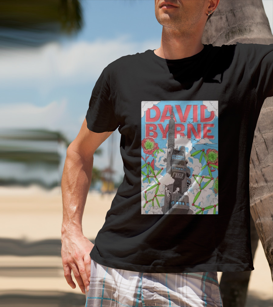 David Byrne Prague June 17 2026 Tour Psychedelic Cityscape T-Shirt