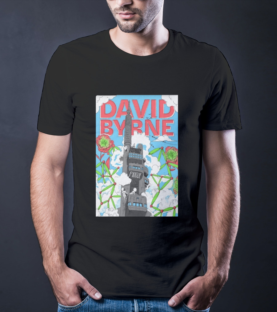 David Byrne Prague June 17 2026 Tour Psychedelic Cityscape T-Shirt