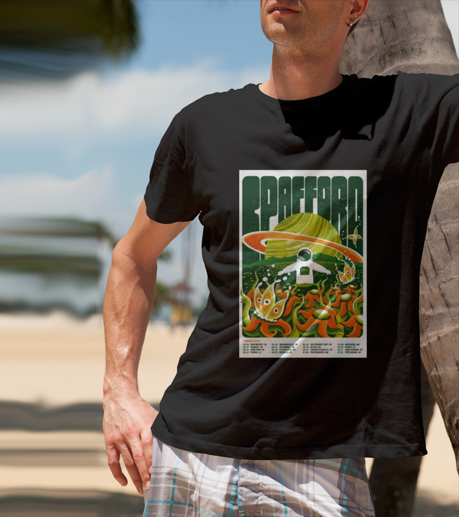 Spafford Summer Tour 26 Space Adventure Psychedelic Alien Astronaut Concert Dates And Locations T-Shirt
