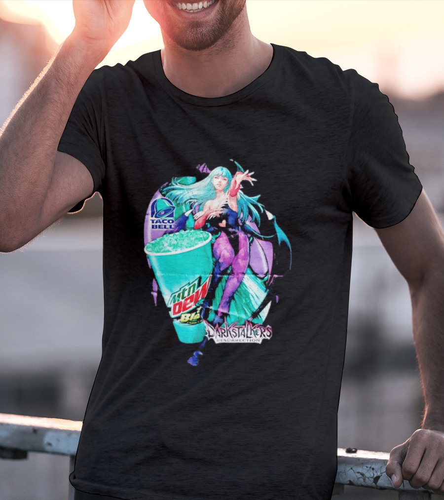 Morrigan Aensland Darkstalkers Taco Bell Mountain Dew Baja Blast Resurrection T-Shirt
