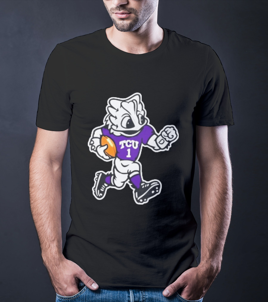 TCU Horned Frog Mascot Running Football TCU 1 Fan Gear T-Shirt
