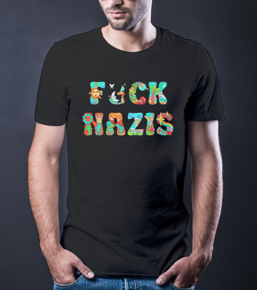 Fuck Naz Isv Sun Moon Rainbow Butterfly Flower Peace Hippie T-Shirt