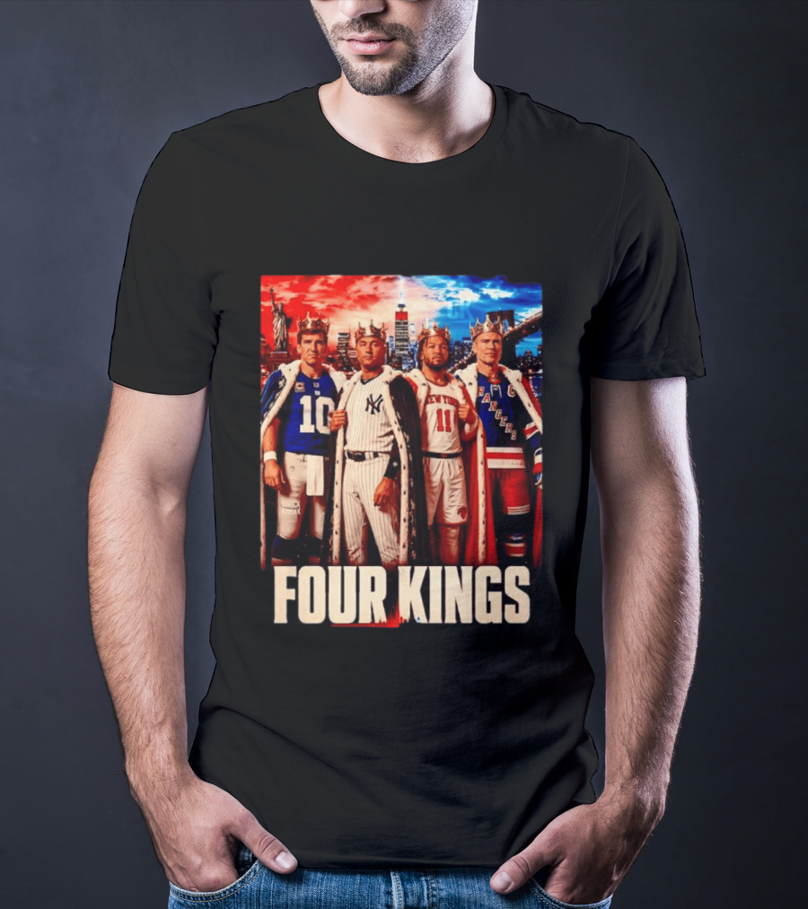 Four Kings New York Giants Yankees Knicks Rangers T-Shirt