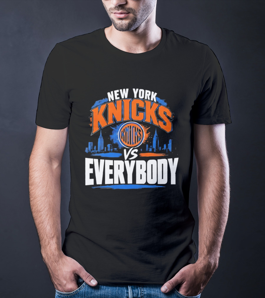 New York Knicks Vs Everybody Skyline Urban Hoops T-Shirt