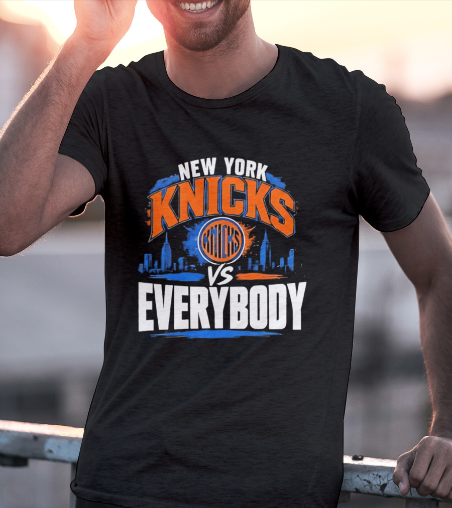 New York Knicks Vs Everybody Skyline Urban Hoops T-Shirt