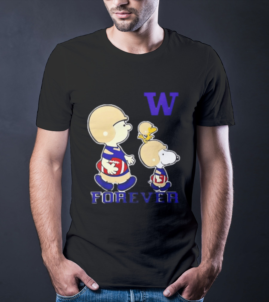Peanuts Characters Football Players Washington Huskies W Forever T-Shirt