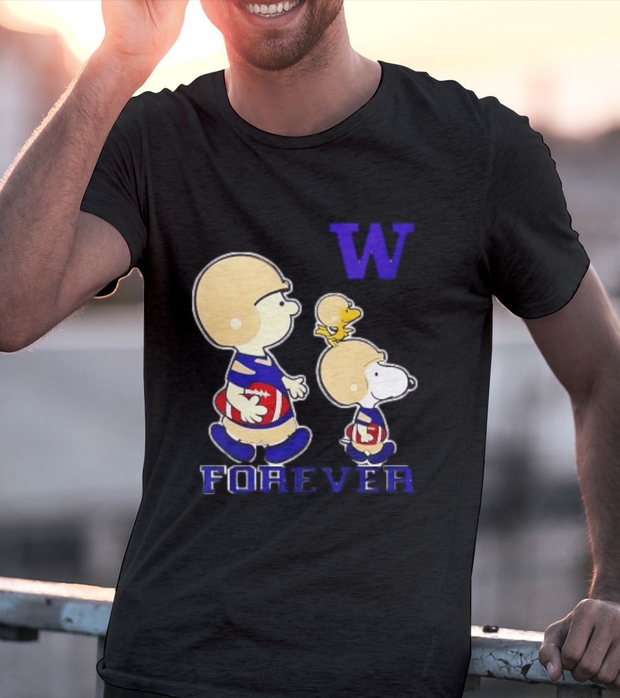 Peanuts Characters Football Players Washington Huskies W Forever T-Shirt