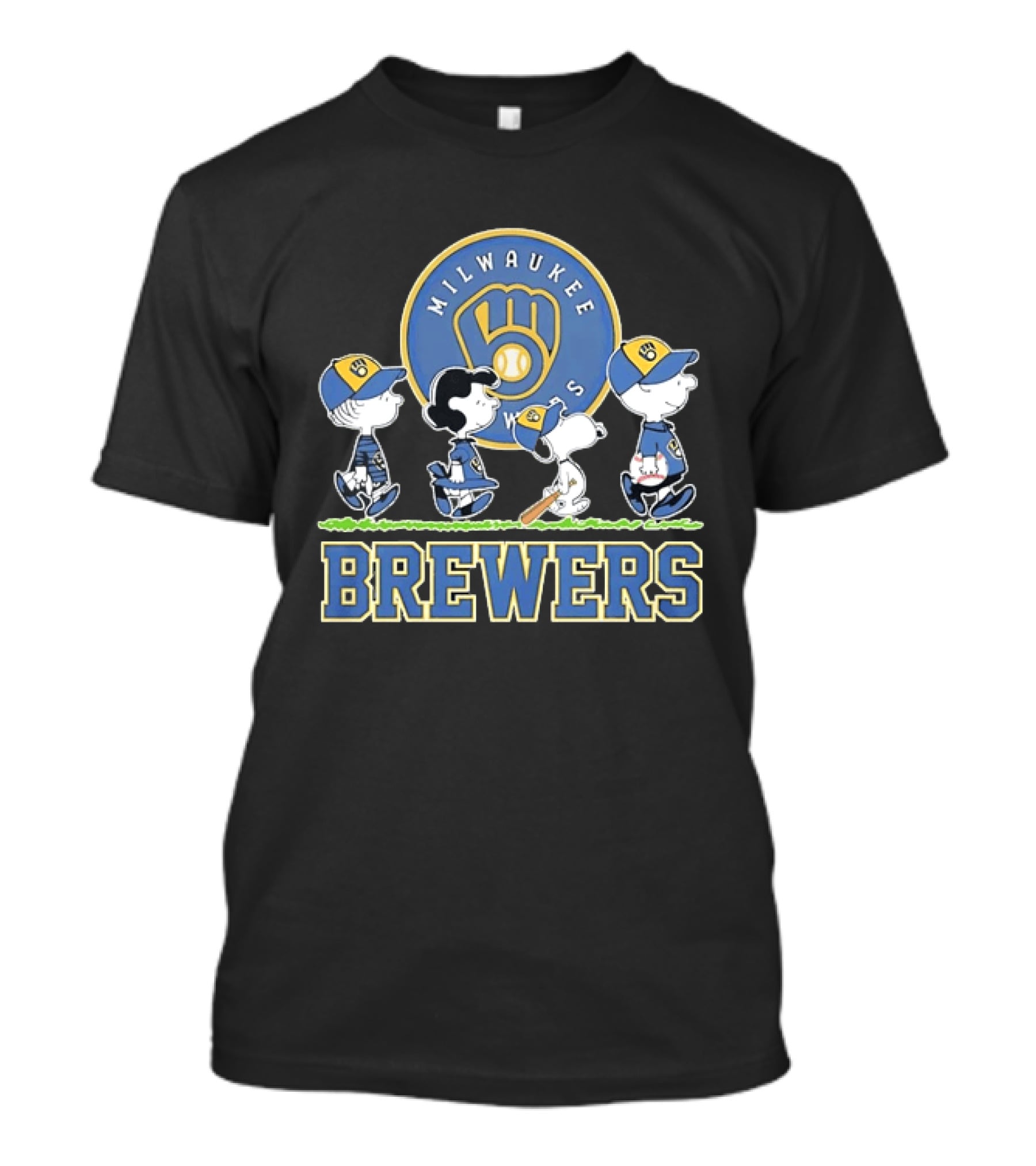 Milwaukee Brewers Peanuts Characters Baseball Team Collaboration T-Shirt