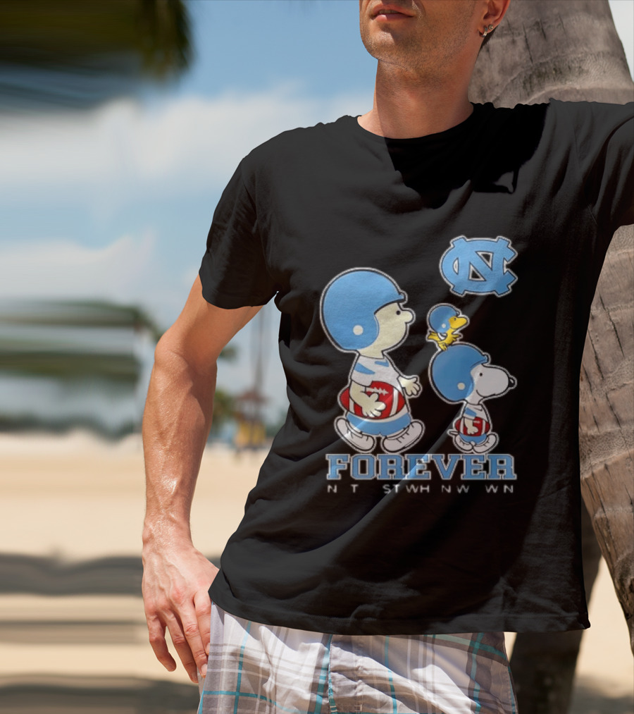 UNC Tar Heels Snoopy Charlie Brown Football Forever T-Shirt