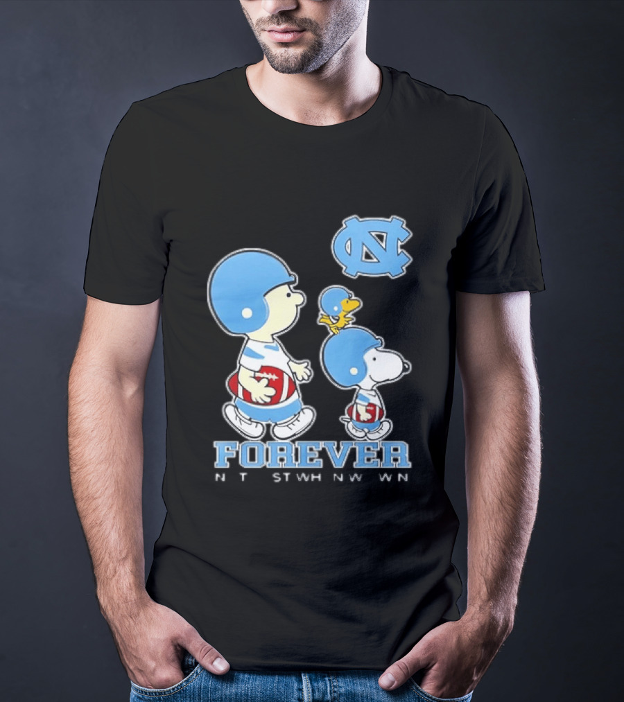 UNC Tar Heels Snoopy Charlie Brown Football Forever T-Shirt