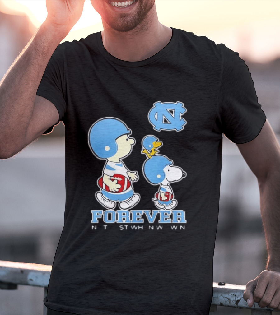 UNC Tar Heels Snoopy Charlie Brown Football Forever T-Shirt