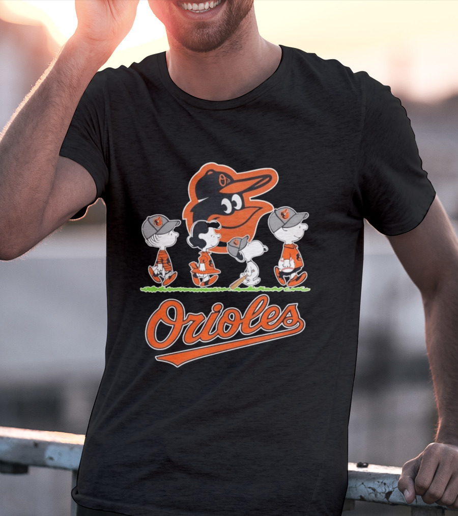 Peanuts Gang With Baseball Orioles T-Shirt