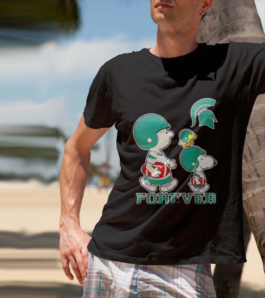 Peanuts Woodstock Charlie Brown Snoopy Michigan State Spartans Forever T-Shirt