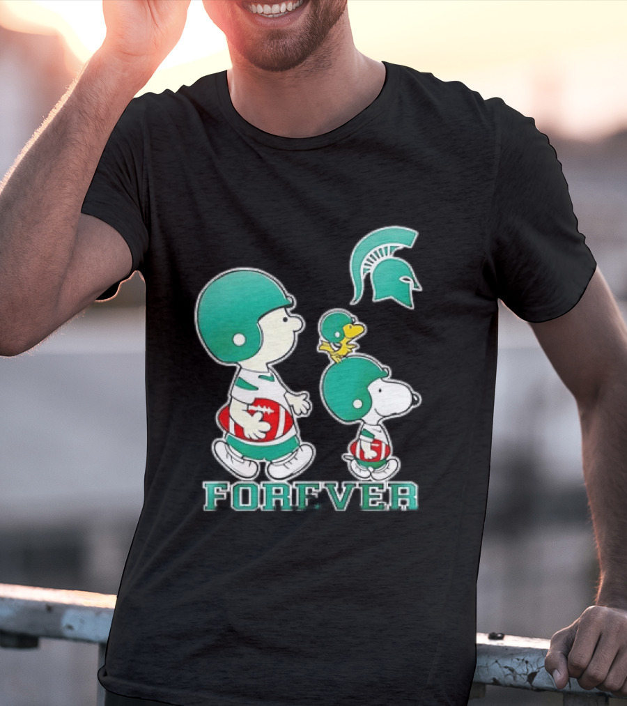 Peanuts Woodstock Charlie Brown Snoopy Michigan State Spartans Forever T-Shirt