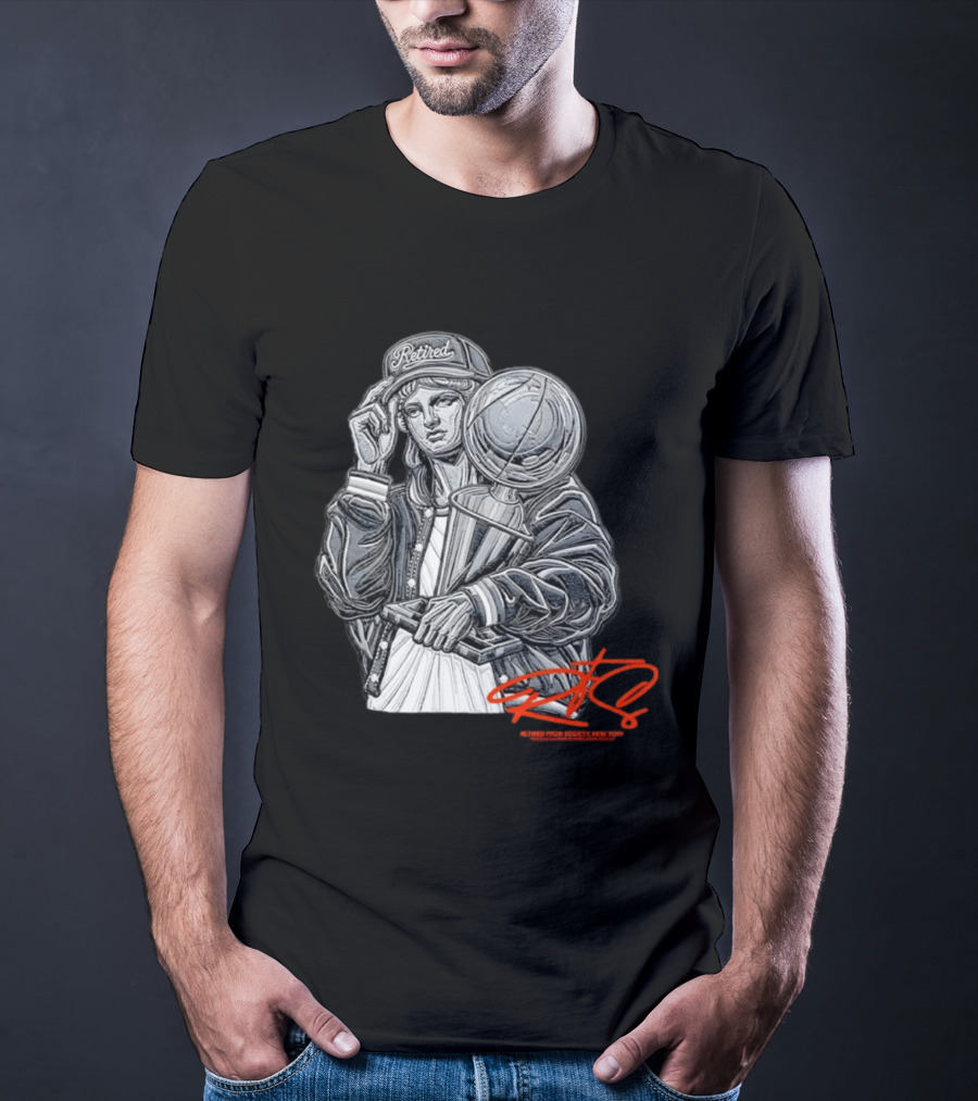 Retired From Society New York Freedom Is A State Of Mind Statue Holding Trophy T-Shirt