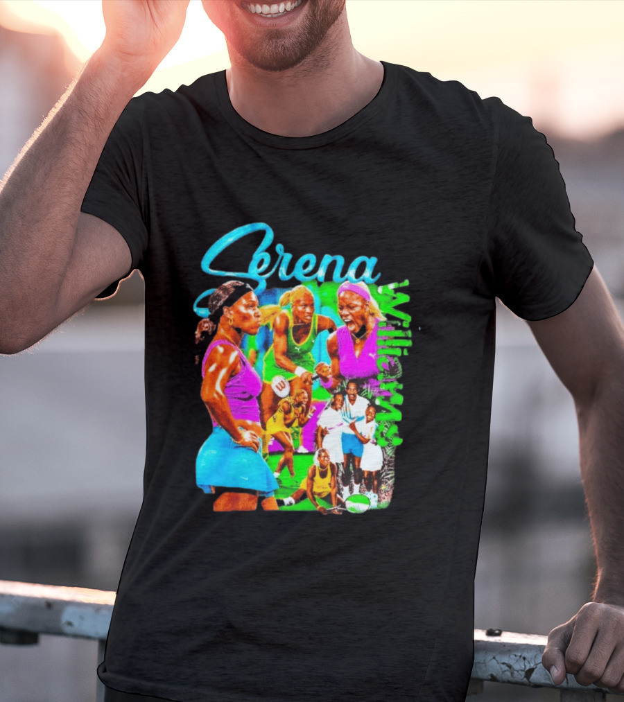 Serena Williams Vibrant Tennis Champion Collage T-Shirt