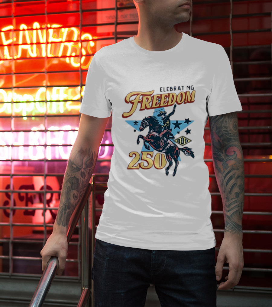 Celebrating Freedom 250 Years RDR Cowboy Rodeo Stars T-Shirt