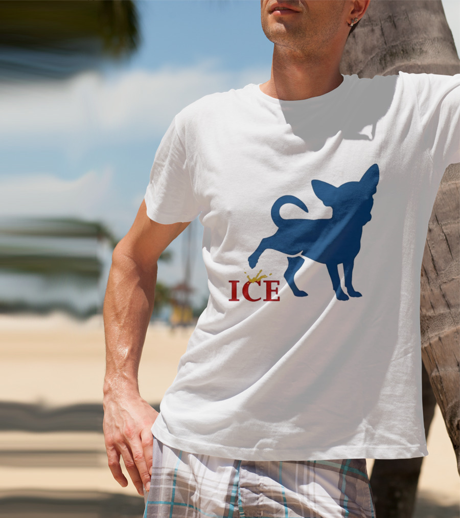 Chihuahua Urinating On ICE Text Representation T-Shirt