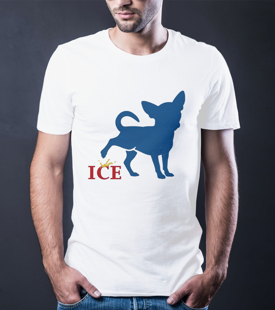 Chihuahua Urinating On ICE Text Representation T-Shirt