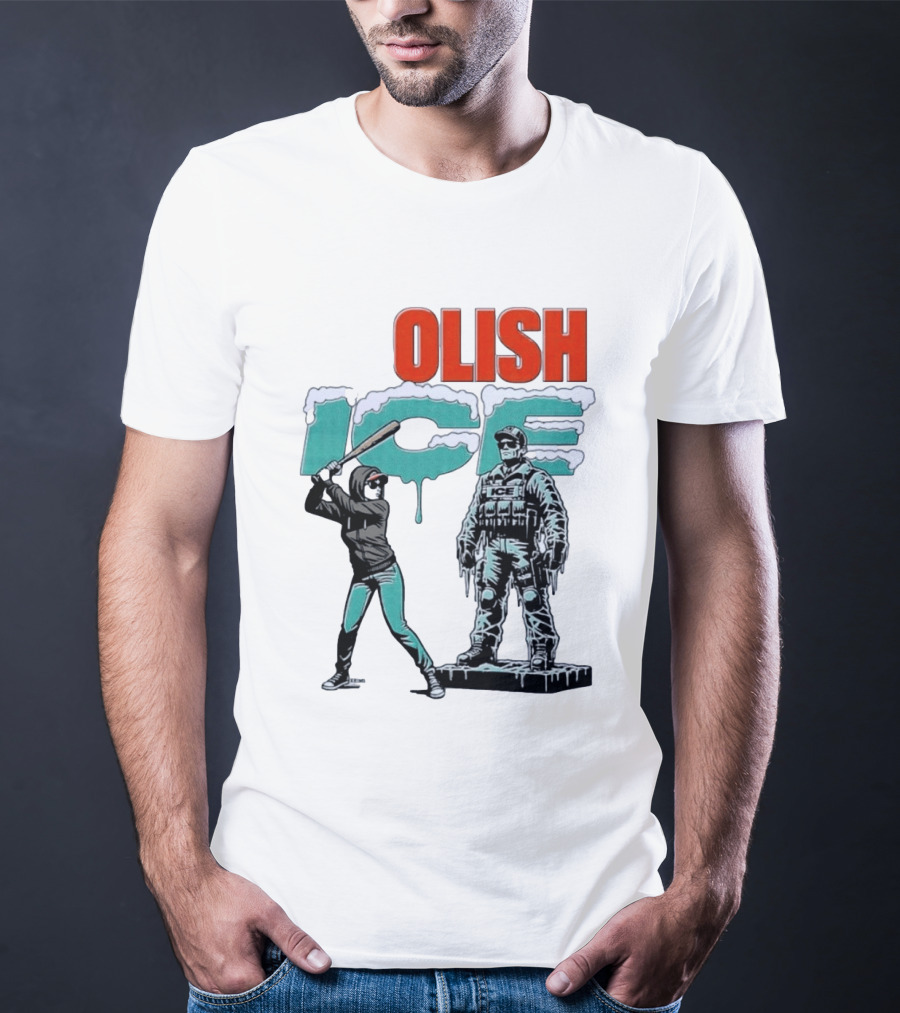 Krime Olish ICE Woman With Baseball Bat Smashing Statue T-Shirt