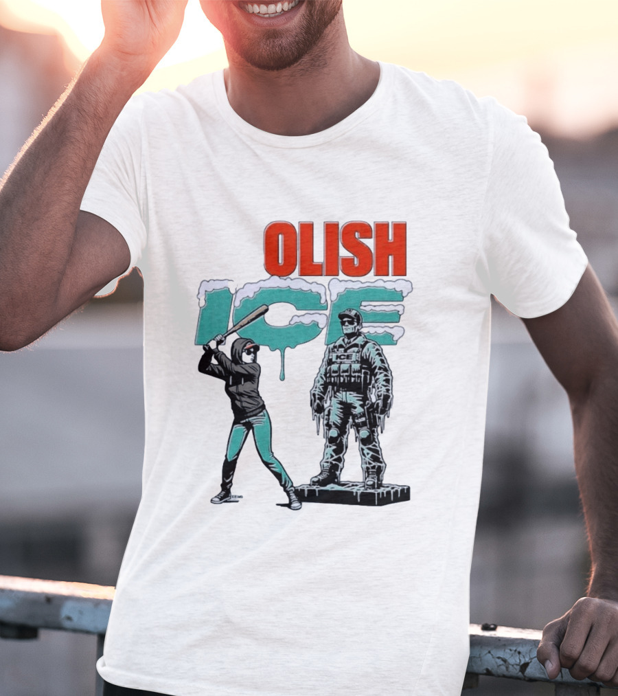 Krime Olish ICE Woman With Baseball Bat Smashing Statue T-Shirt