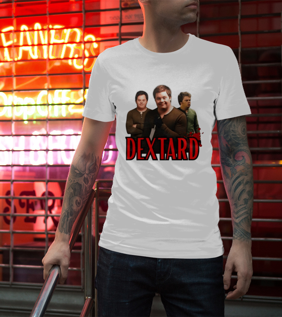 Dextard Meme Parody With Triple Character Image And Red T-Shirt