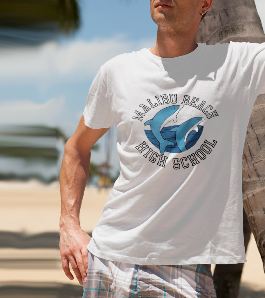 Malibu Beach High School Dolphins Ocean T-Shirt