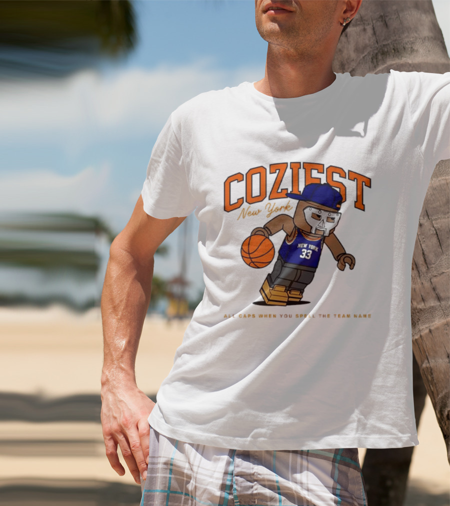 Coziest New York MF DOOM Patrick Ewing Knicks All Caps Basketball Lego T-Shirt