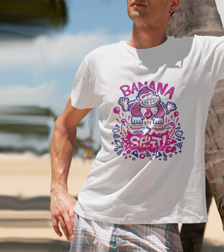 Banana Split Monkey Cartoon Fun T-Shirt