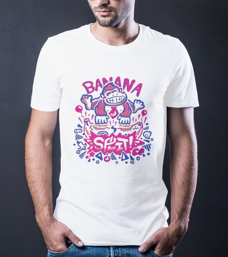 Banana Split Monkey Cartoon Fun T-Shirt