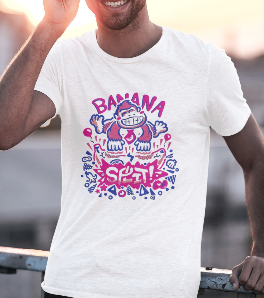 Banana Split Monkey Cartoon Fun T-Shirt