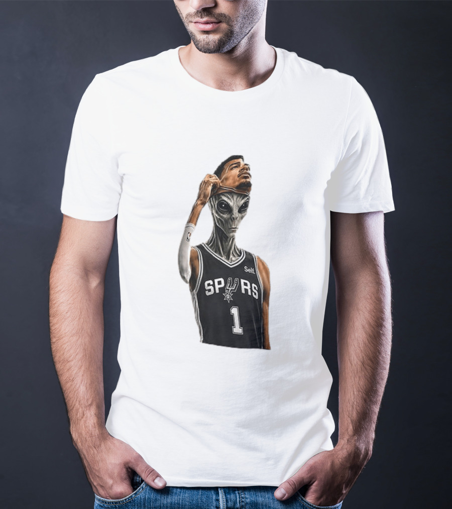 Wembanyama Spurs Alien Takeover Face Reveal Self 1 T-Shirt