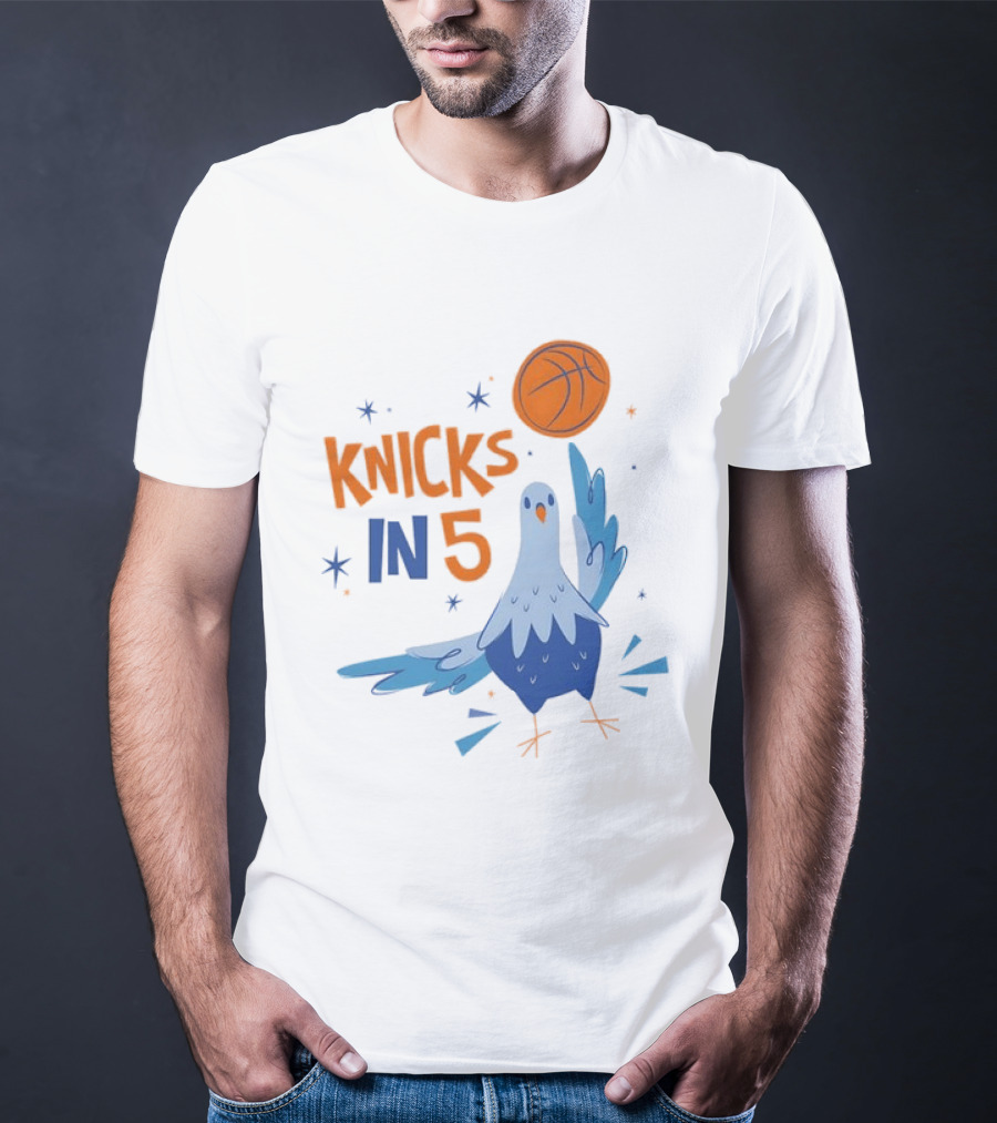 New York Knicks NBA Pigeon Basketball Knicks In 5 T-Shirt