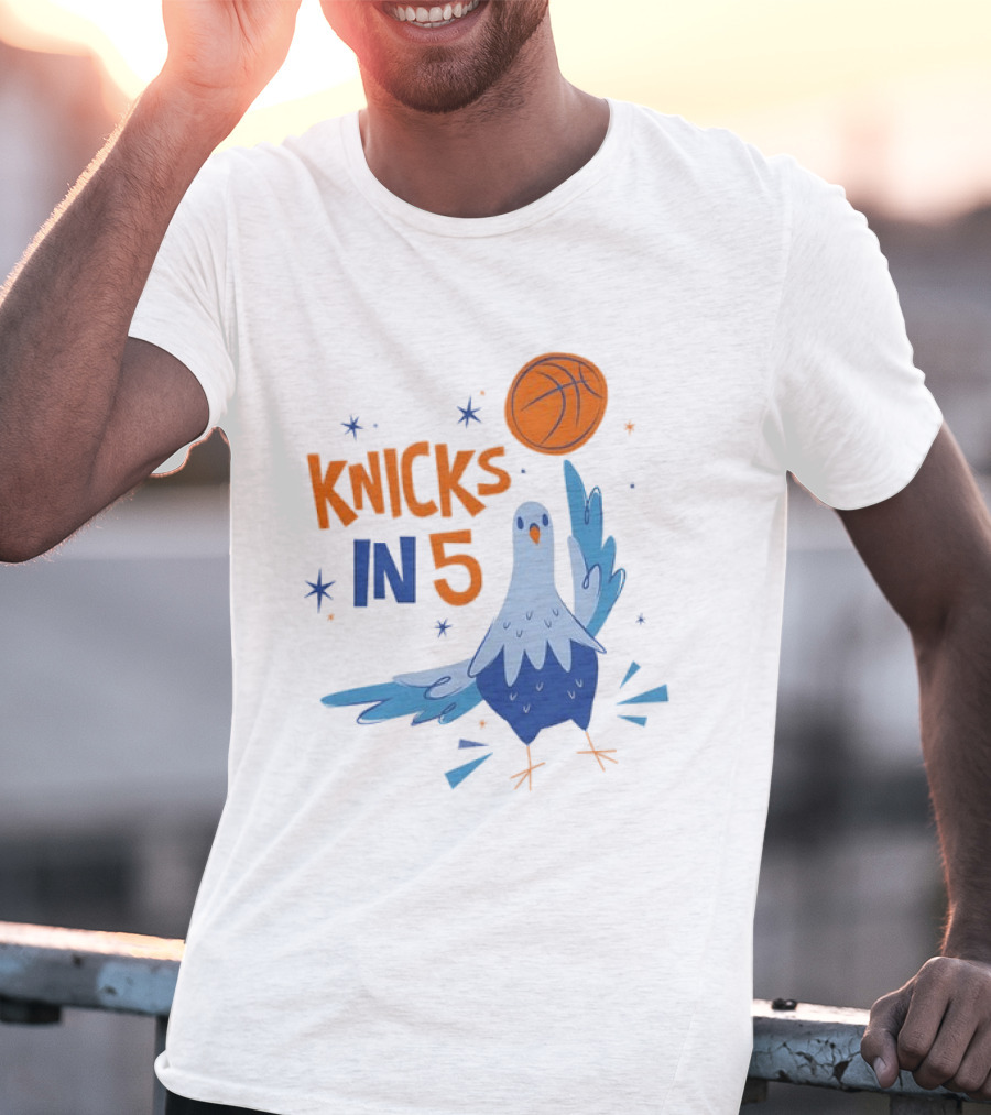 New York Knicks NBA Pigeon Basketball Knicks In 5 T-Shirt