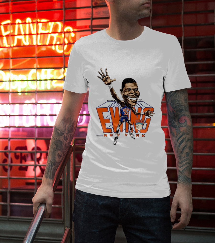 Patrick Ewing New York Knicks NBA Caricature Basketball Legend T-Shirt