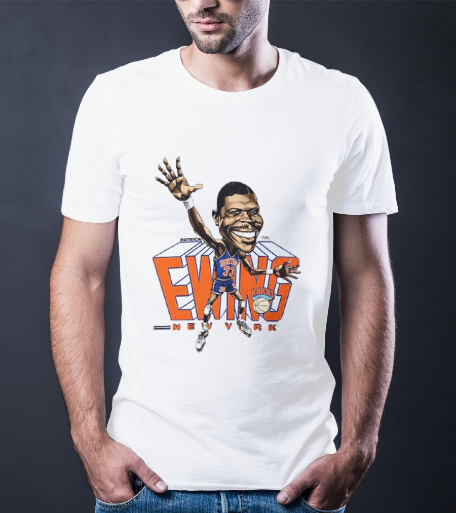 Patrick Ewing New York Knicks NBA Caricature Basketball Legend T-Shirt