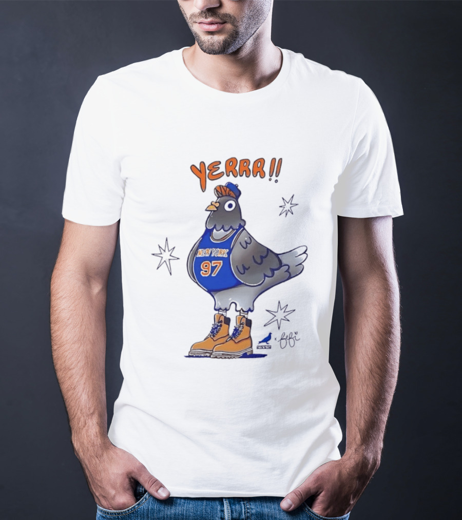 Pigeon Fefi Yerrr 97 New York Basketball Jersey Timberland Boots T-Shirt