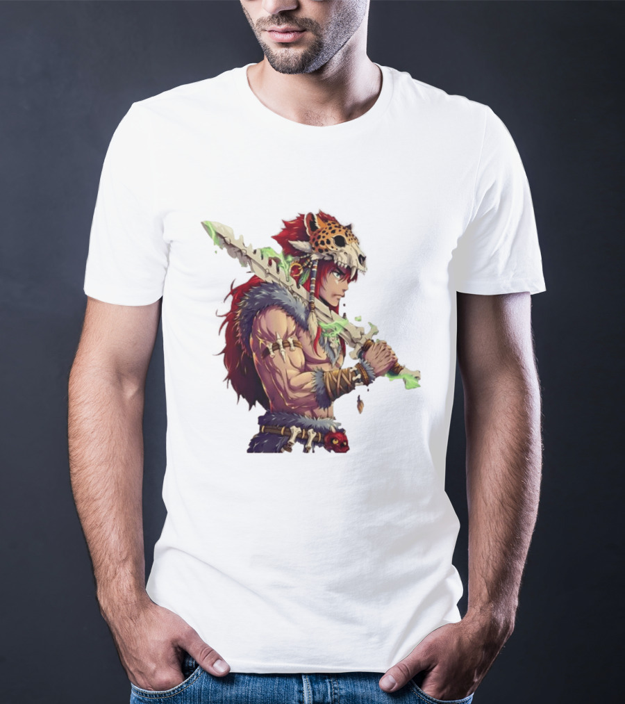 Jaguar Warrior Aztec Fantasy Glowing Bone Sword Warrior T-Shirt