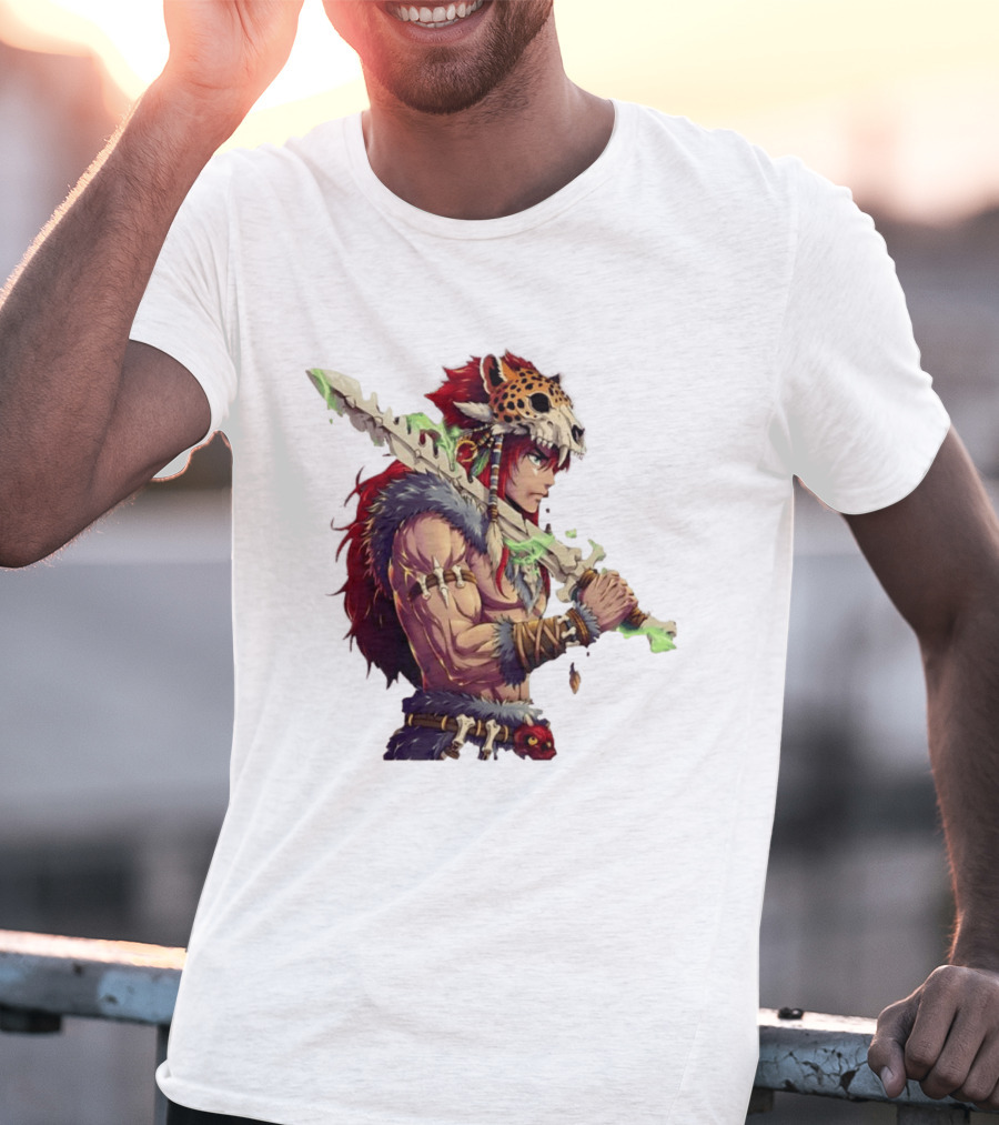 Jaguar Warrior Aztec Fantasy Glowing Bone Sword Warrior T-Shirt