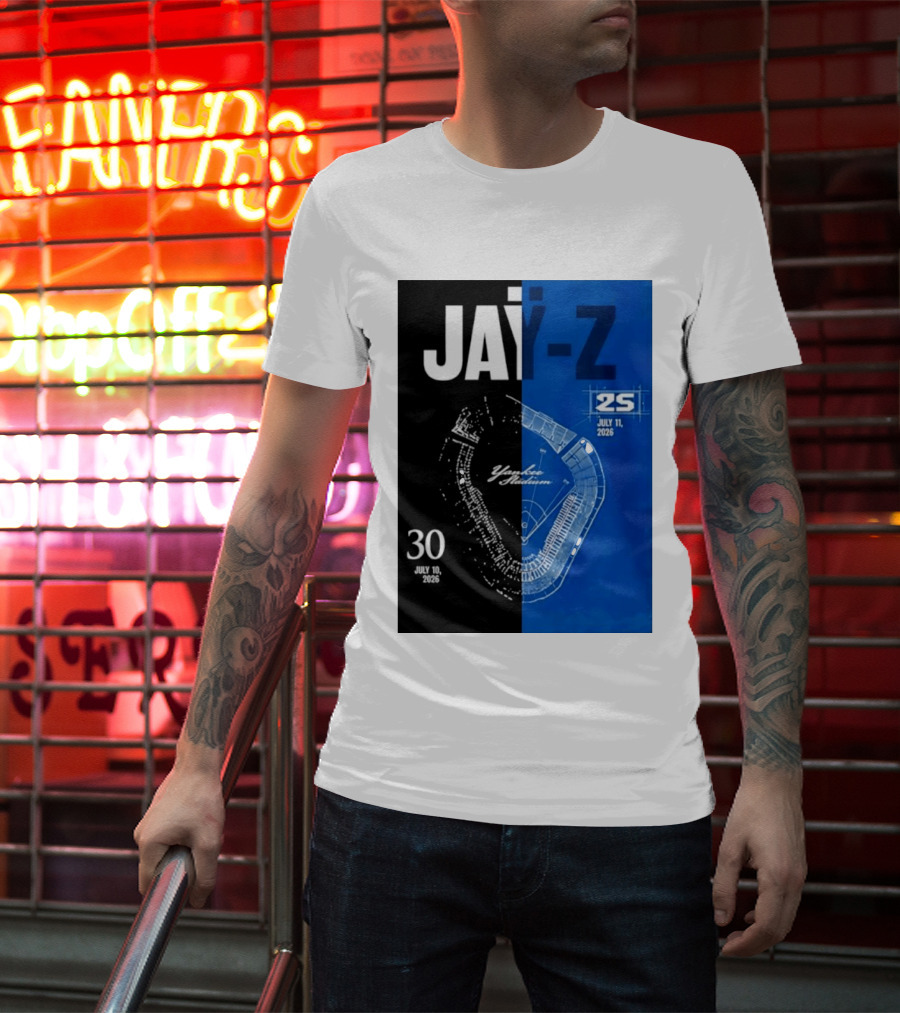Jay Z Yankee Stadium July 10 11 2026 Celebration With Map Blueprint T-Shirt