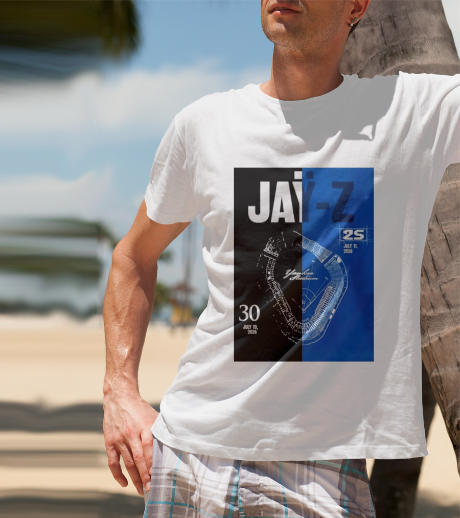 Jay Z Yankee Stadium July 10 11 2026 Celebration With Map Blueprint T-Shirt